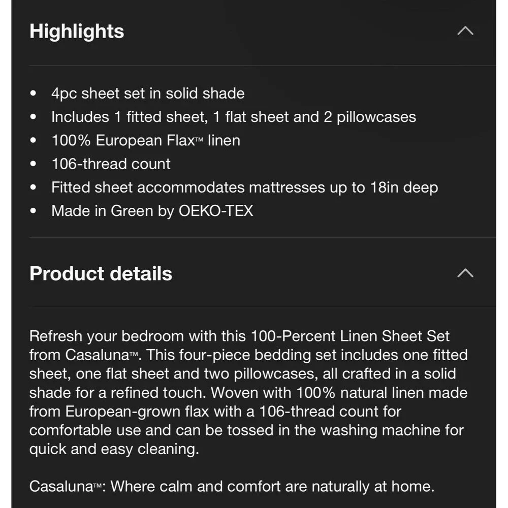 King 100% Linen Sheet Set Dark Gray Micro Stripe - Casaluna